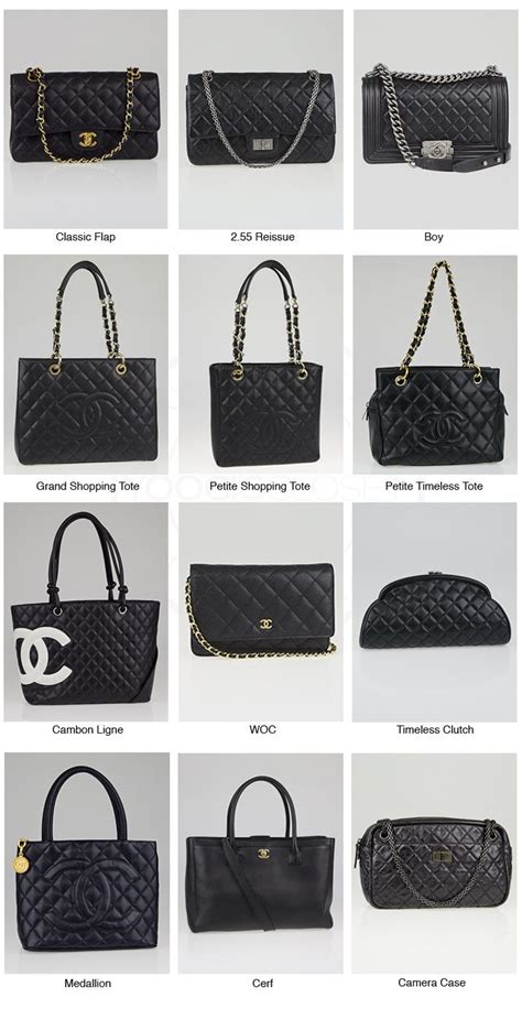 types of chanel handbags|list of chanel handbag styles.